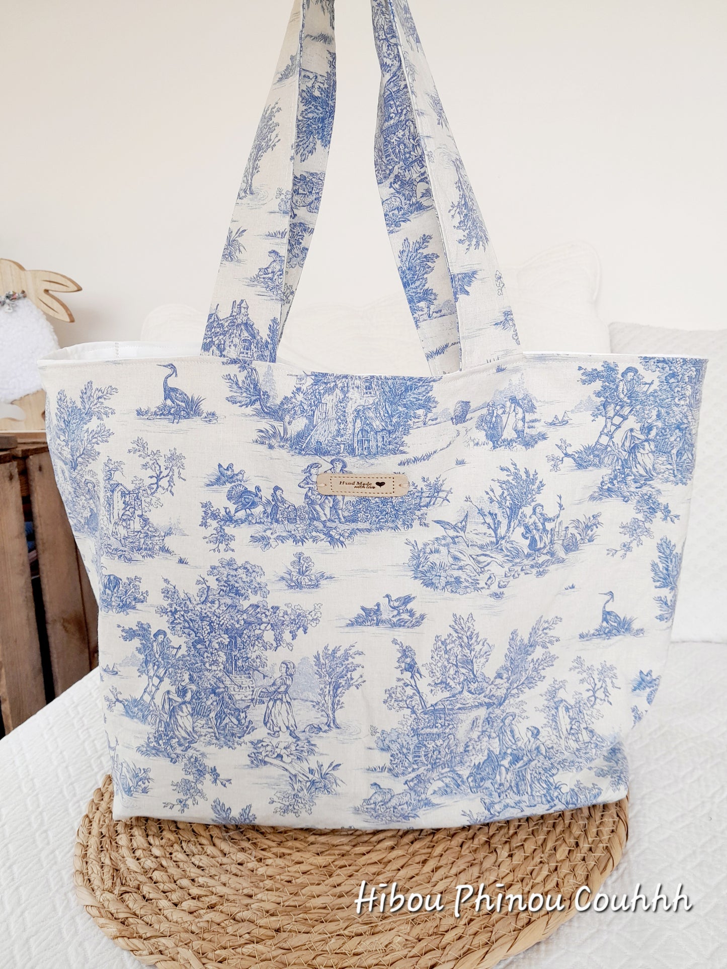 Toile de jouy tote bag