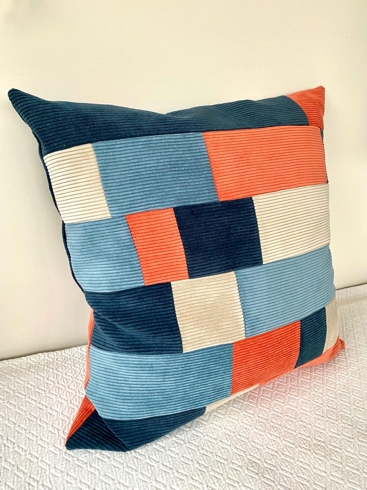 Coussin patchwork velours XL