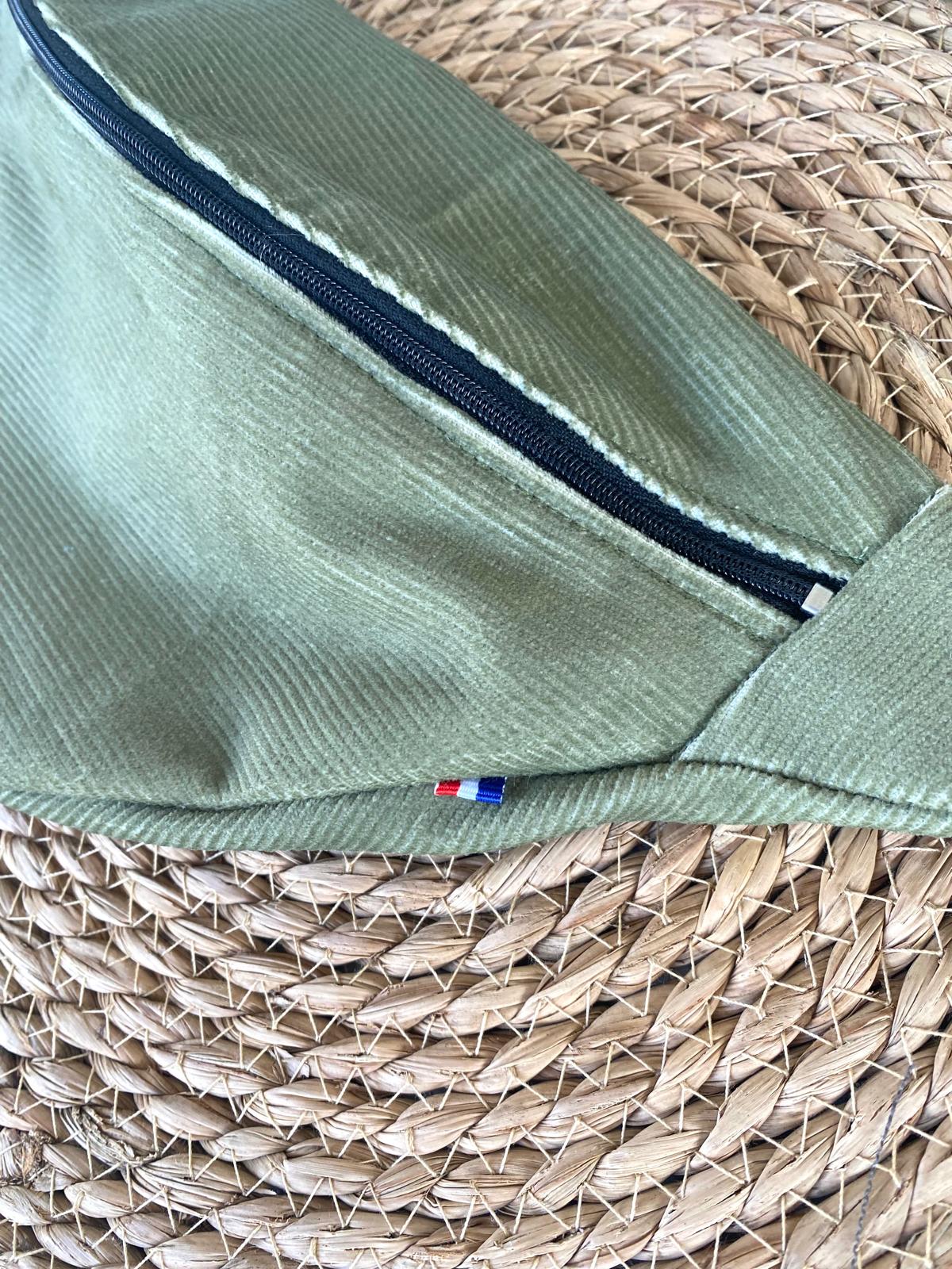 Sac ban. mi. velours kaki - adopté