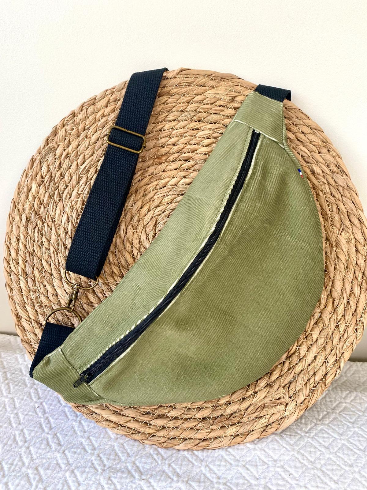 Sac ban. mi. velours kaki - adopté