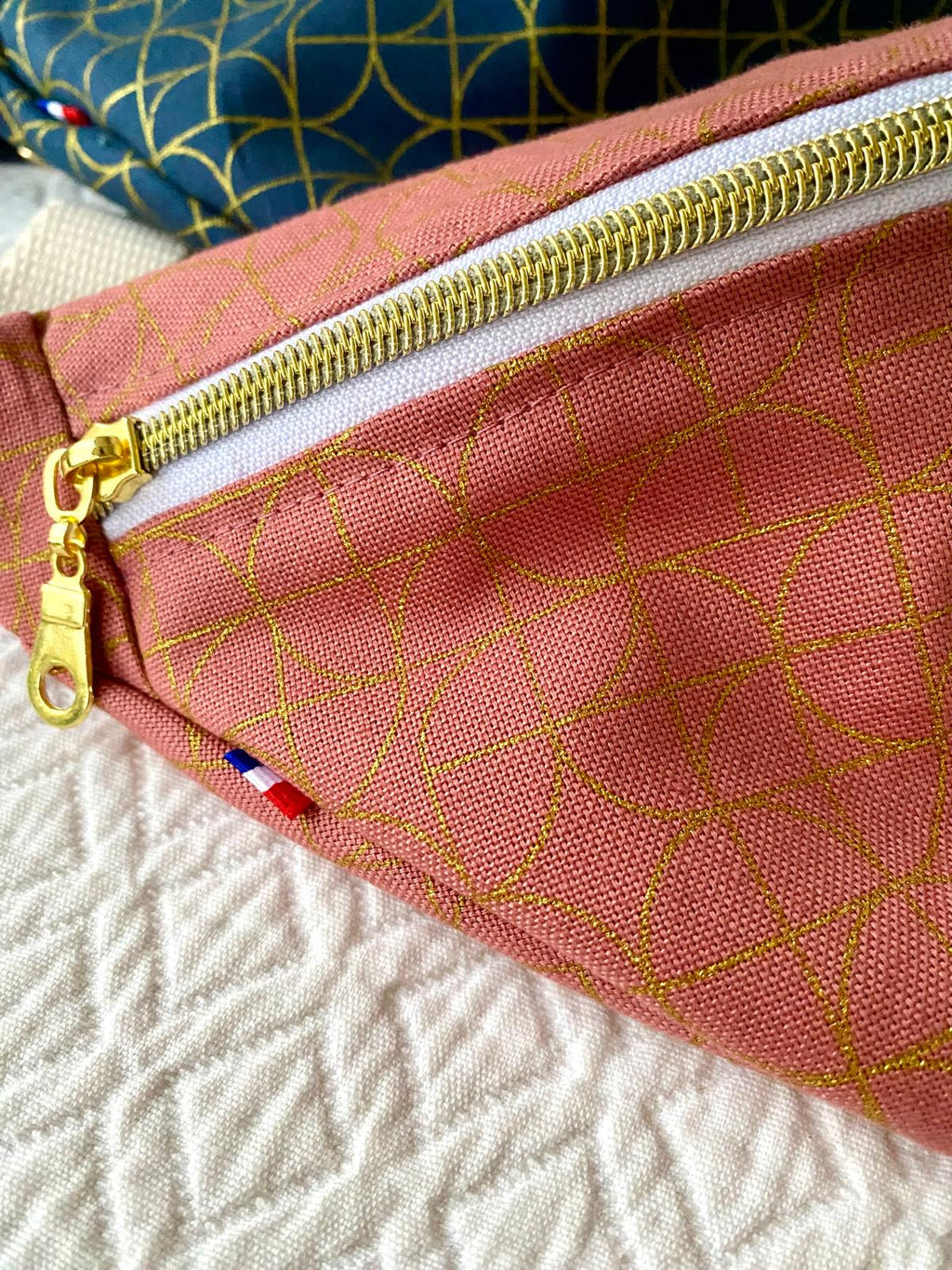 Sac banane Art déco vieux rose