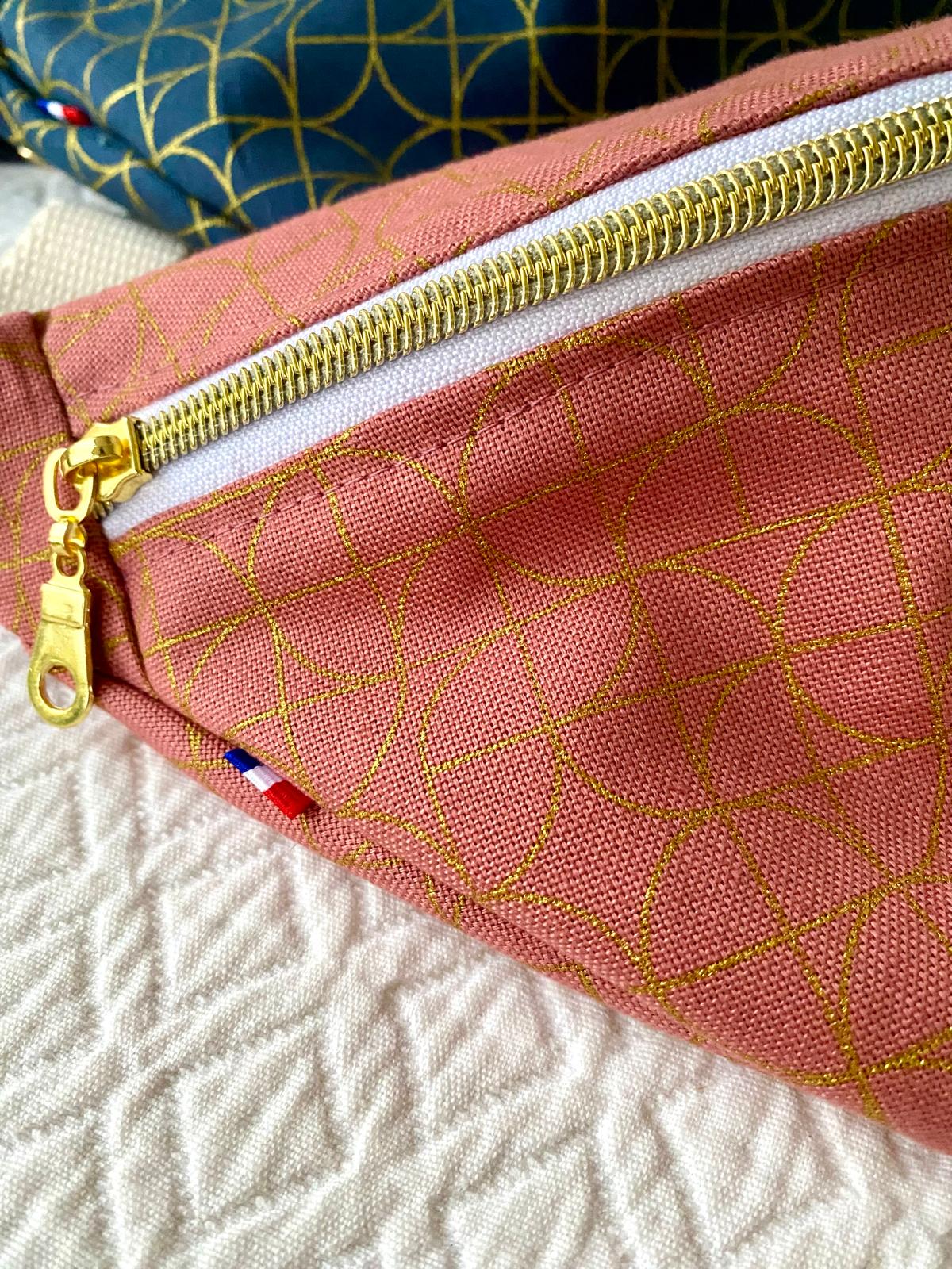 Sac banane Art déco vieux rose