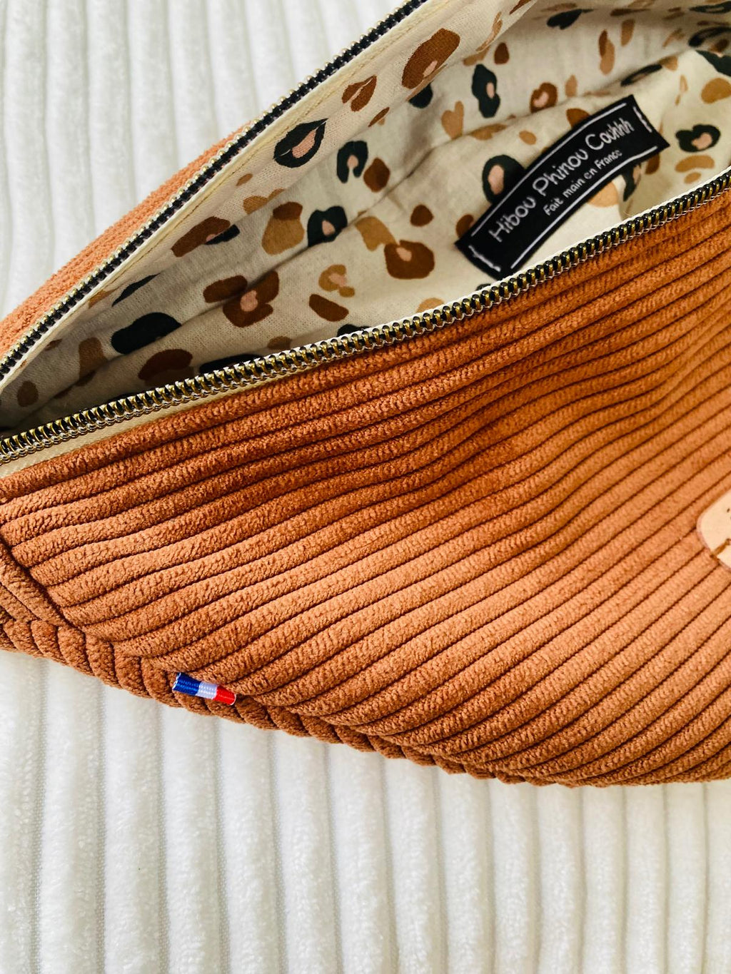 Sac banane velours camel