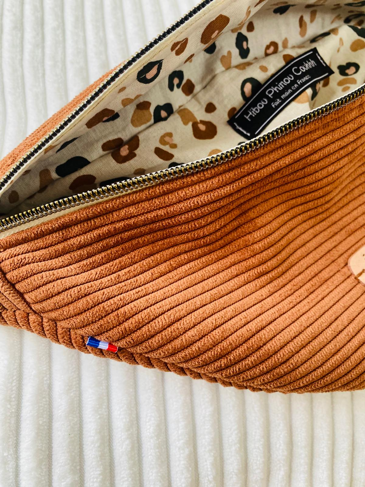 Sac banane velours camel