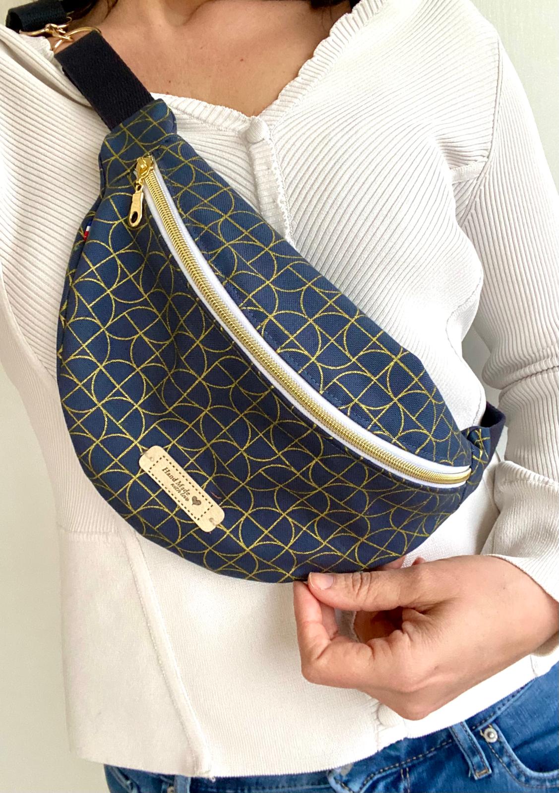Sac banane Art déco bleu upcyclée