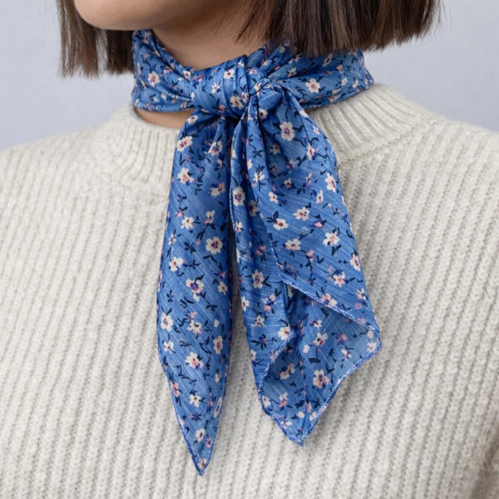 Foulard carré fait main 50x50 – coton/viscose léger – style bohème chic – accessoire cheveux & sac