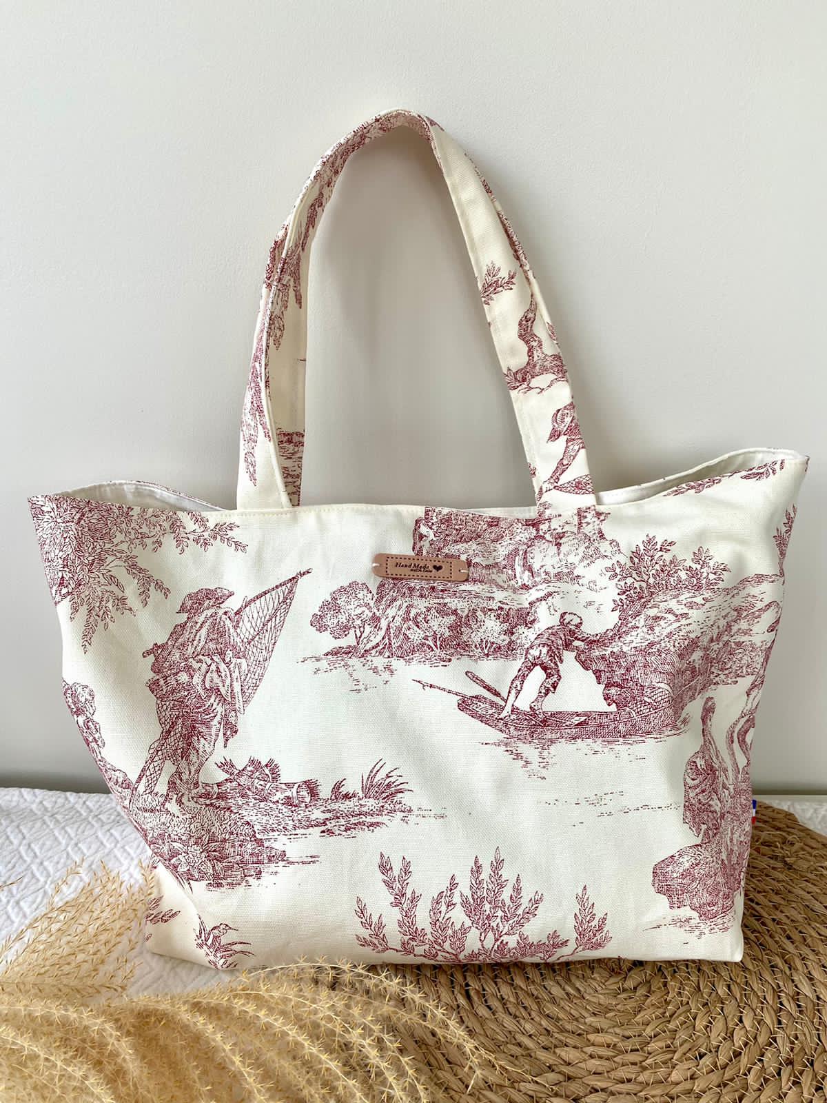 Sac cabas toile de jouy