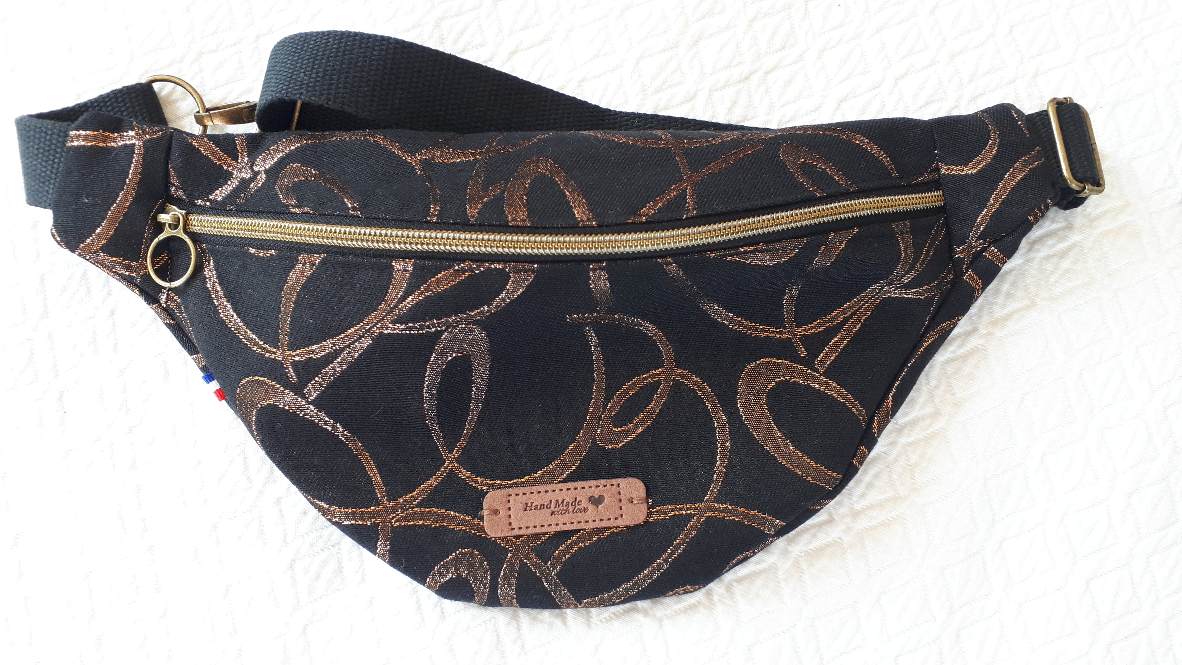 Sac banane jacquard cuivré