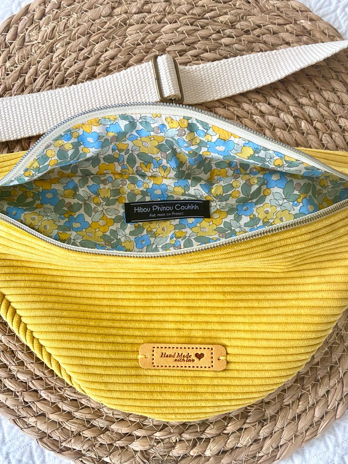 Sac banane velours jaune