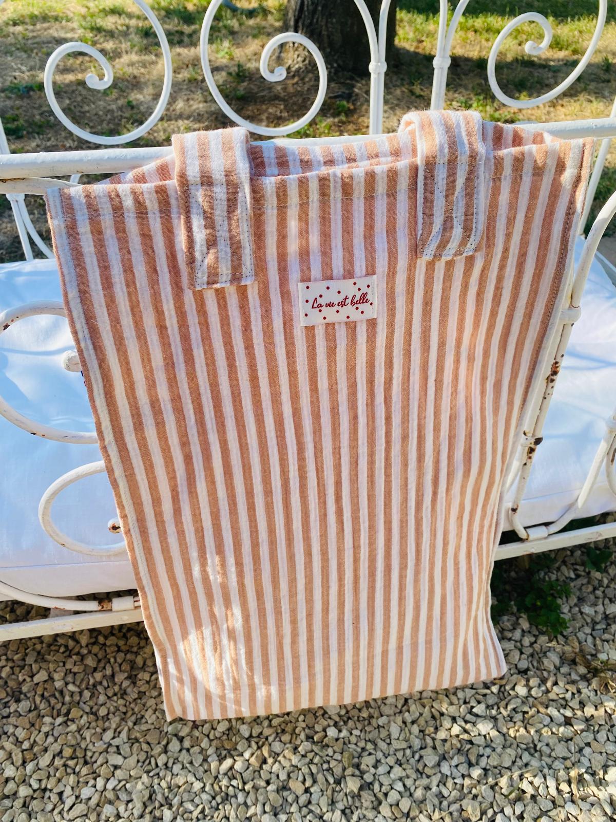 Tote bag double gaze rayée