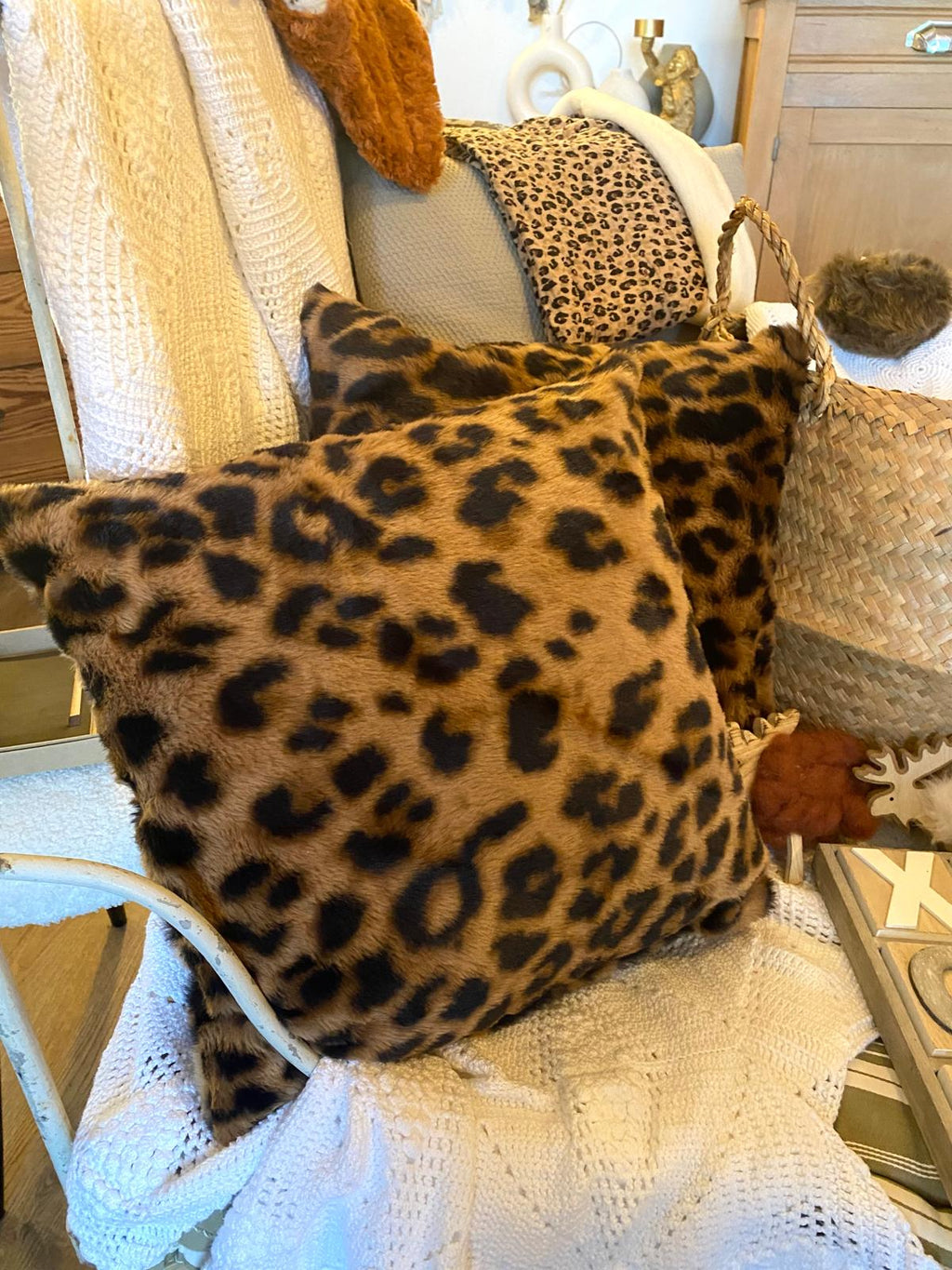 Coussin fourrure Léopard