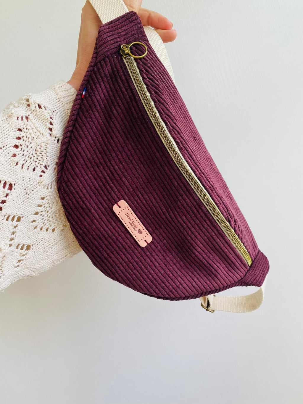 Sac banane velours Prune