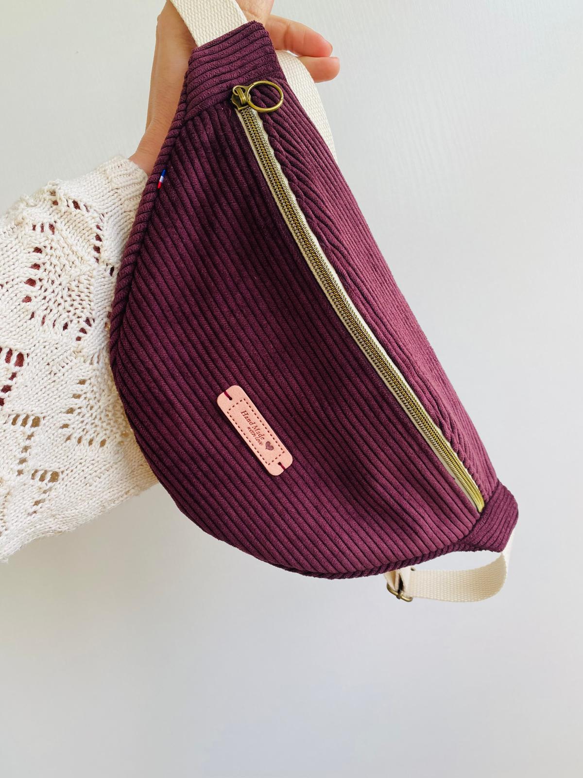 Sac banane velours Prune