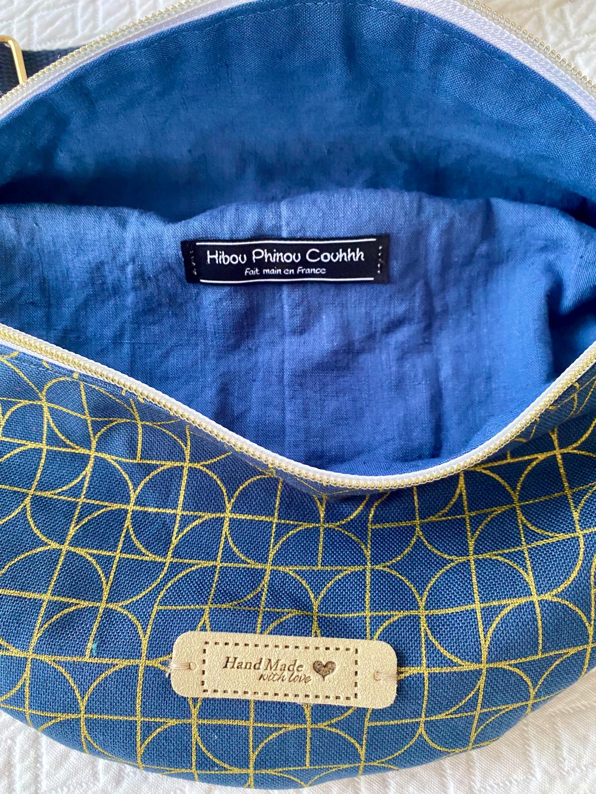 Sac banane Art déco bleu upcyclée
