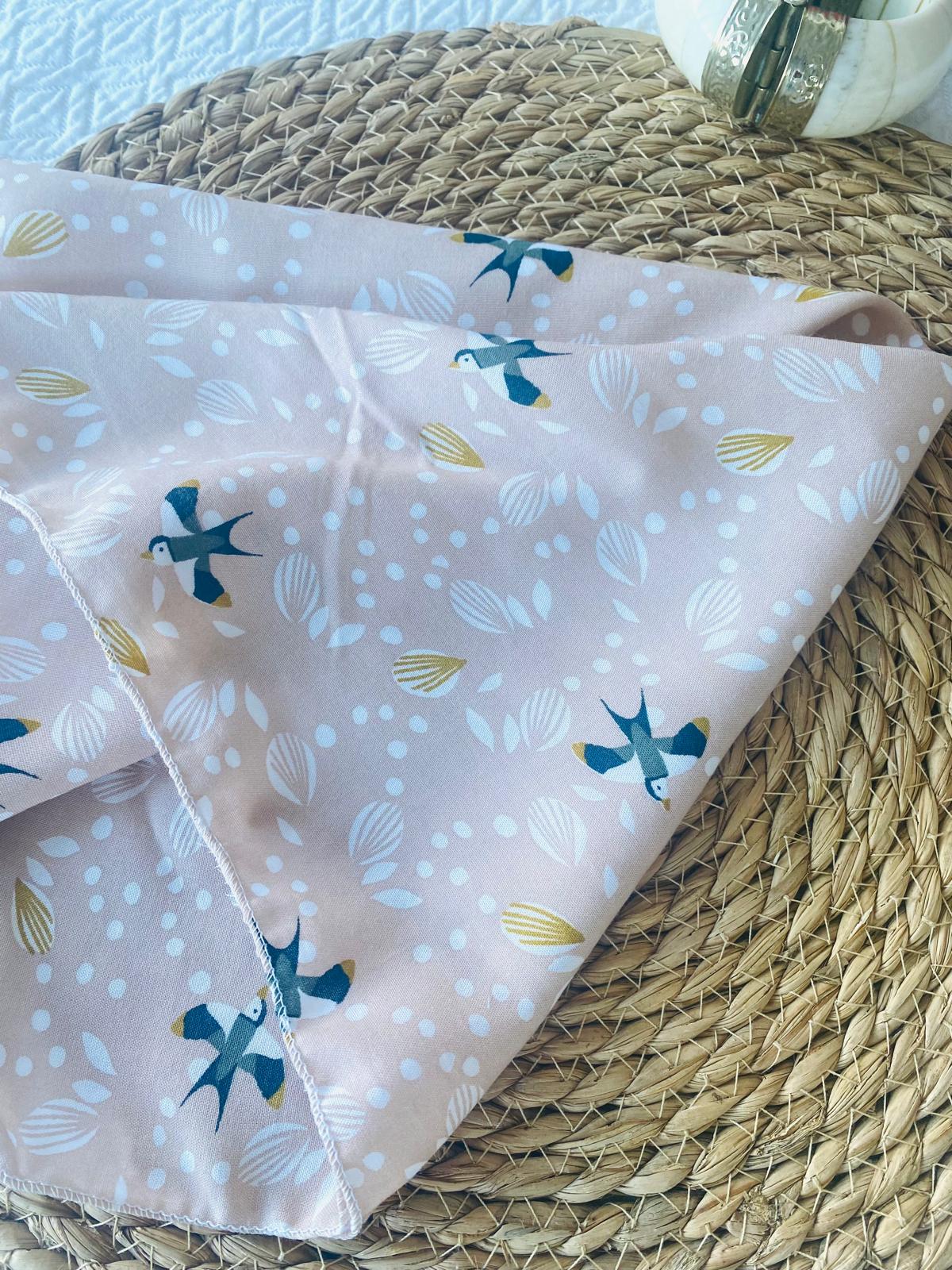 Foulard carré fait main 50x50 – coton/viscose léger – style bohème chic – accessoire cheveux & sac