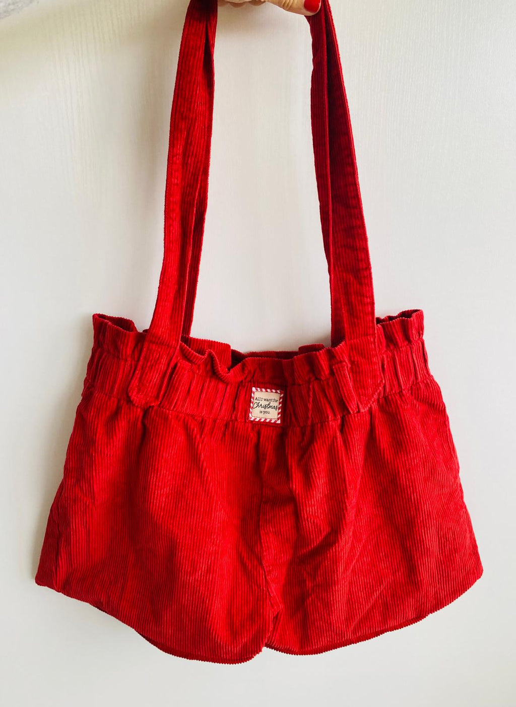 Sac upcyclé du pantalon du Père Noël