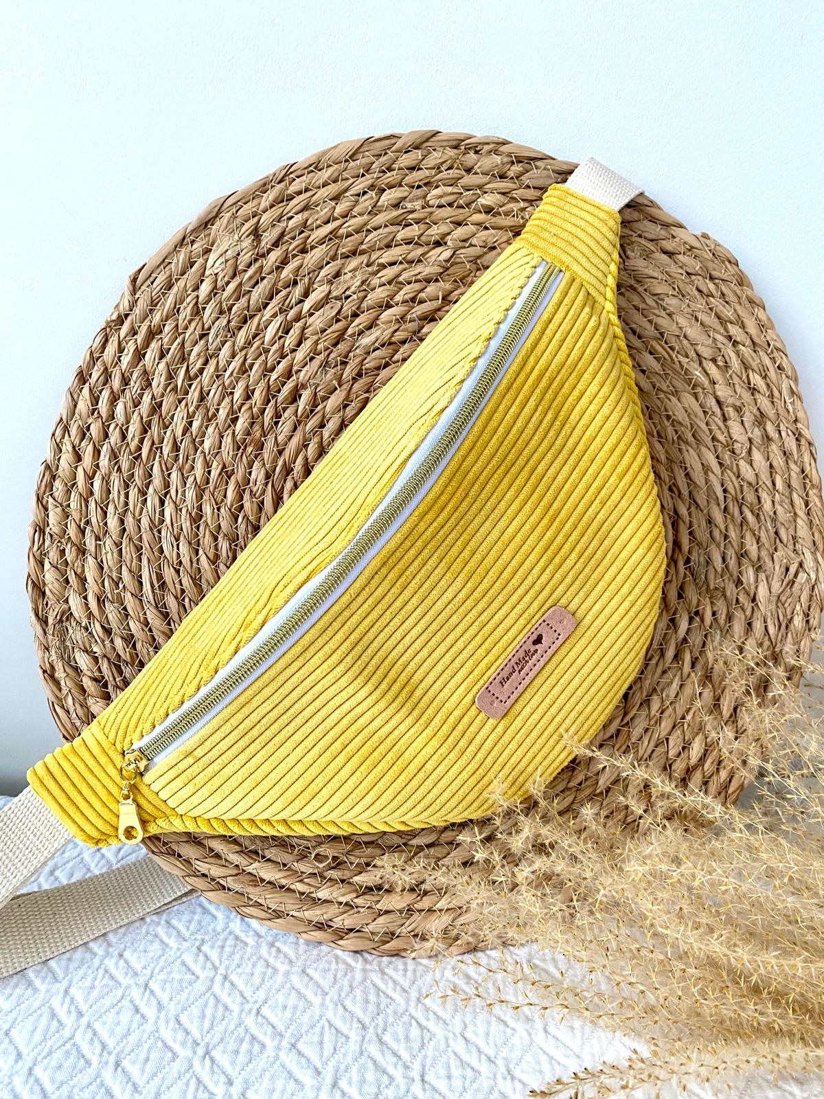 Sac banane velours jaune