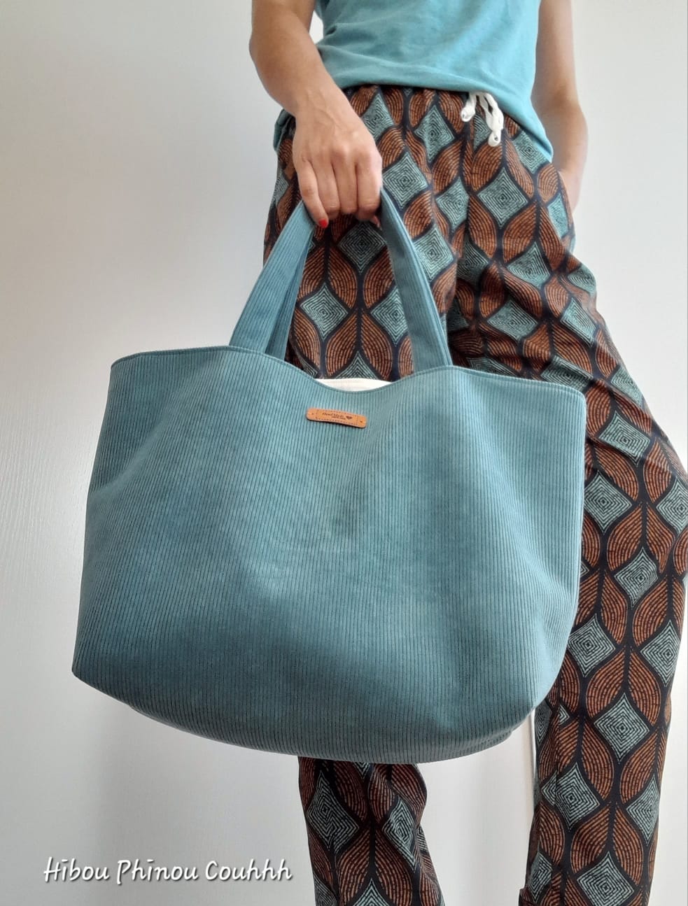 Sac cabas velours upcyclé