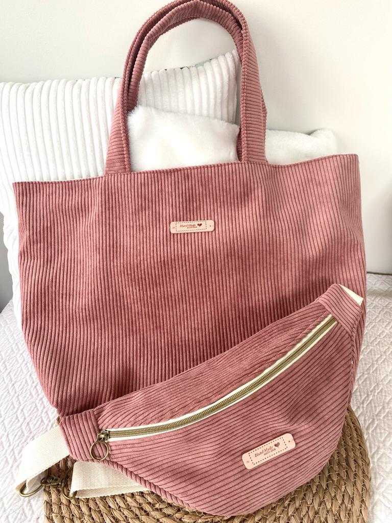 Sac banane velours "vieux rose"
