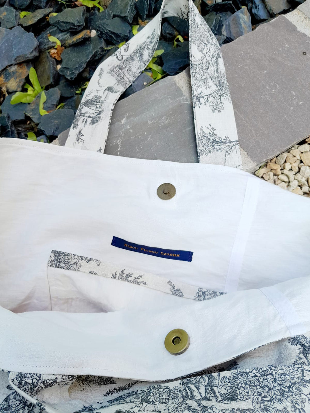 Sac cabas toile de jouy