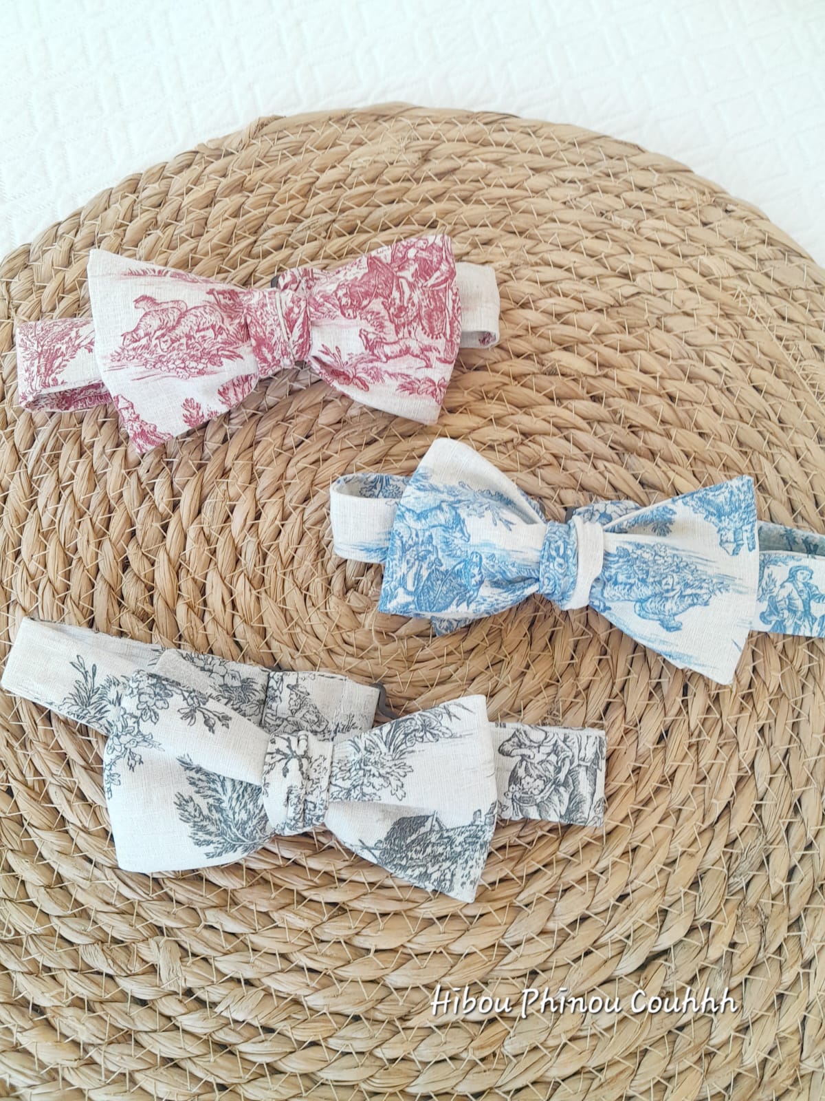 Noeud papillon réglable Toile de jouy