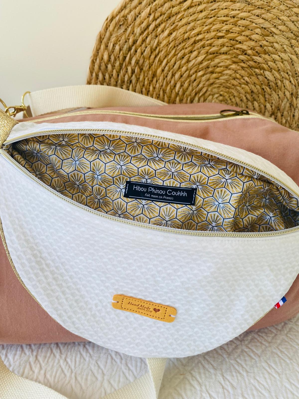 Sac banane white&gold upcylé