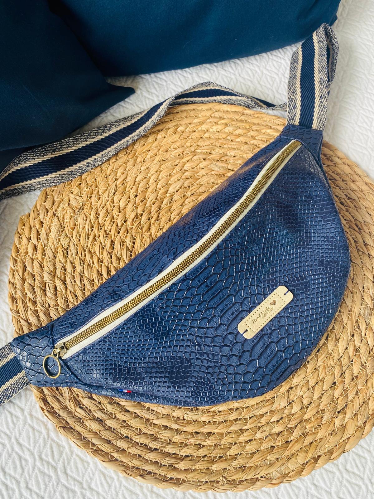 Sac banane croco bleu