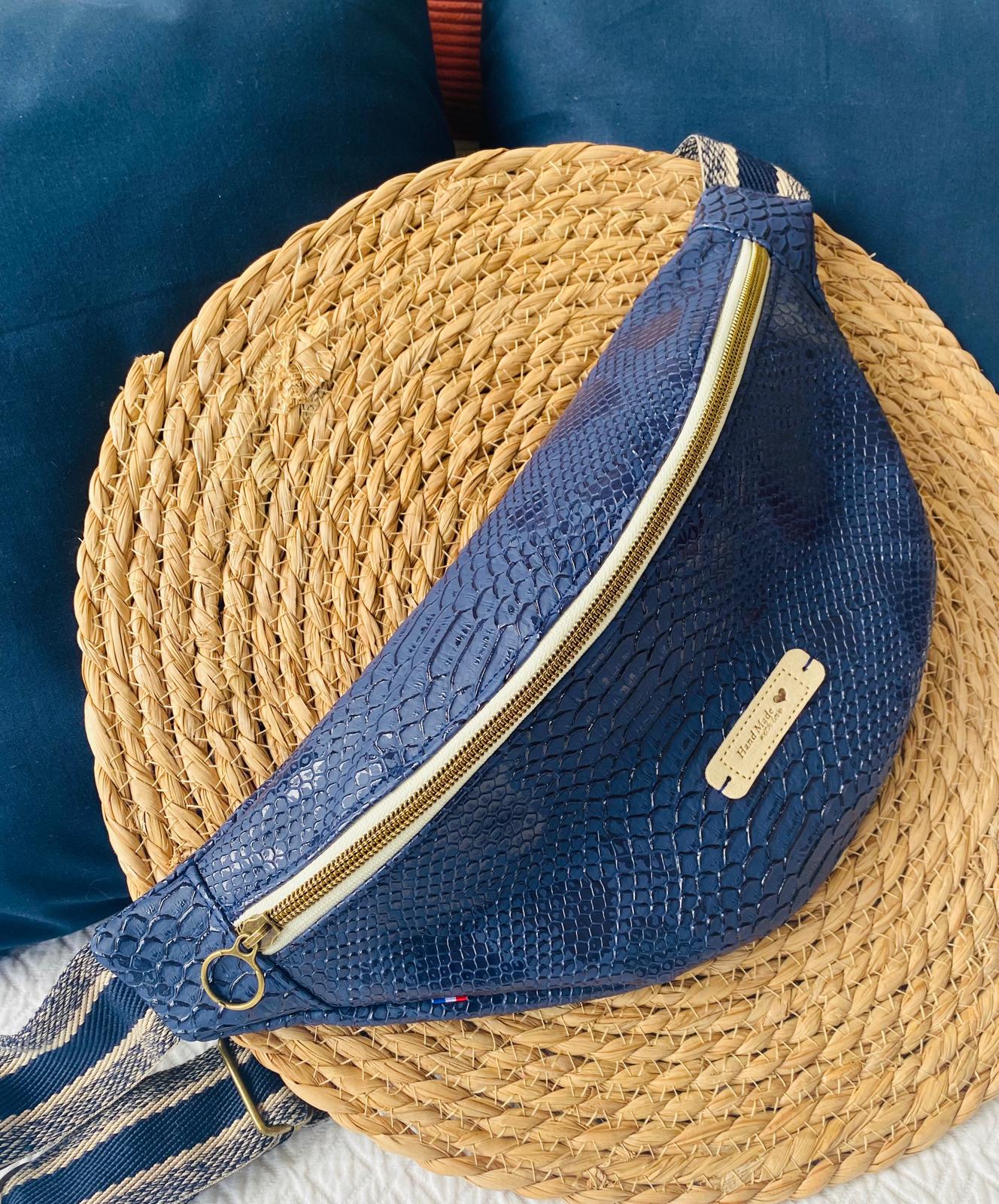 Sac banane croco bleu