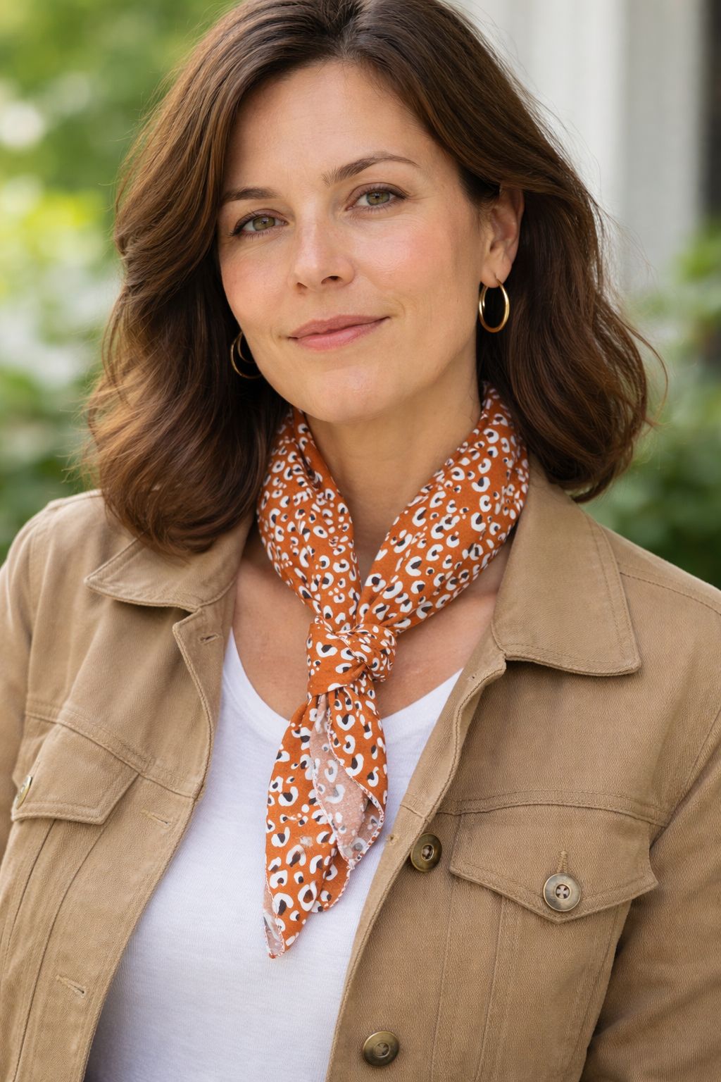 Foulard carré fait main – coton/viscose léger – style bohème chic – accessoire cheveux & sac