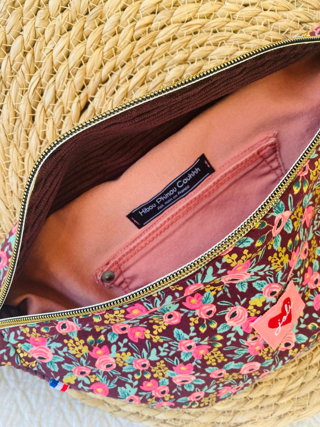 Sac banane Rifle prune joli coeur upcylée