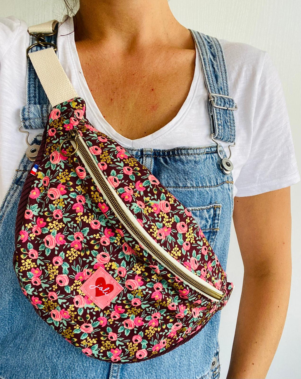 Sac banane Rifle prune joli coeur upcylée