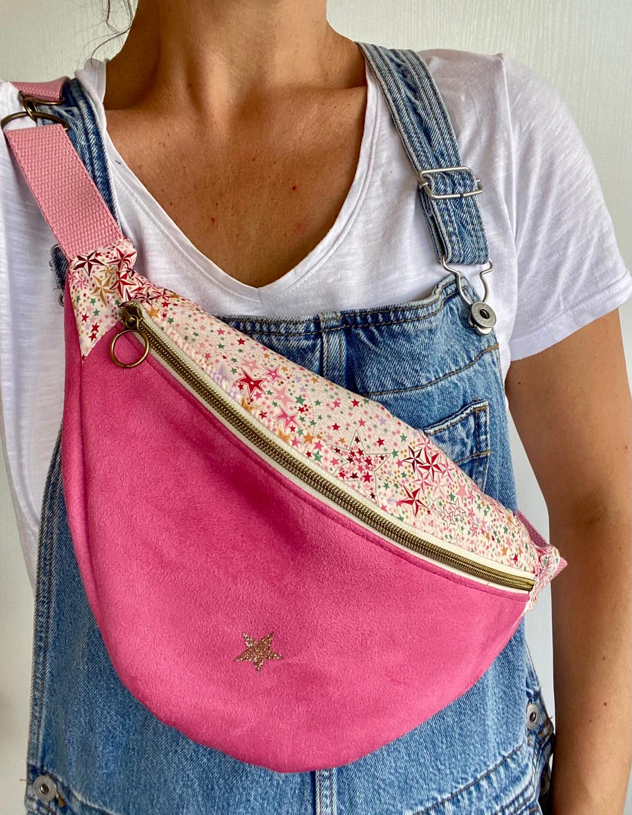 Sac banane rose liberty Adelajda - fait main en France