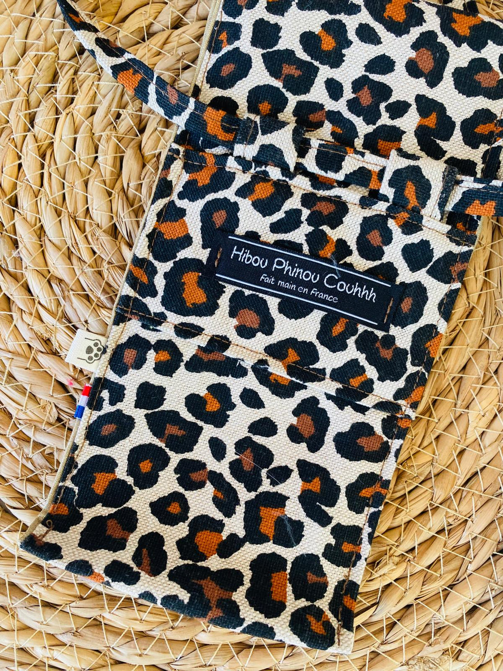 Grande housse/pochette/étui de téléphone portable léopard fait main