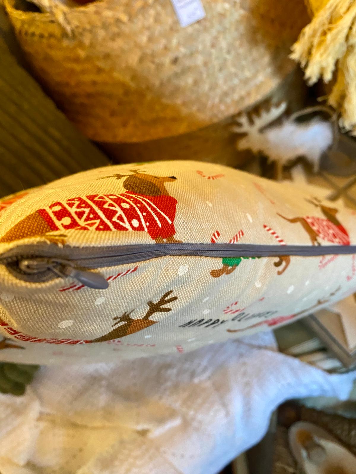 Coussin teckels de Noël