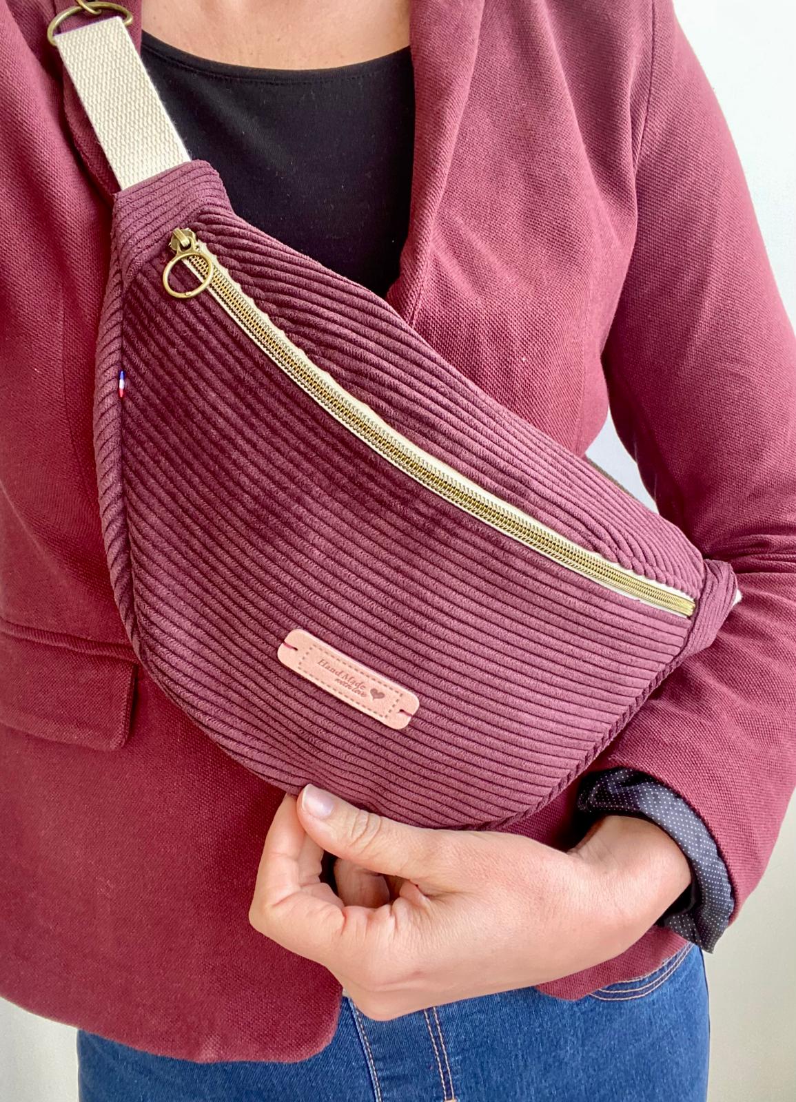 Sac banane velours Prune