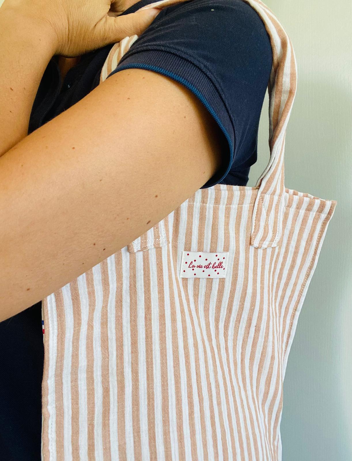 Tote bag double gaze rayée