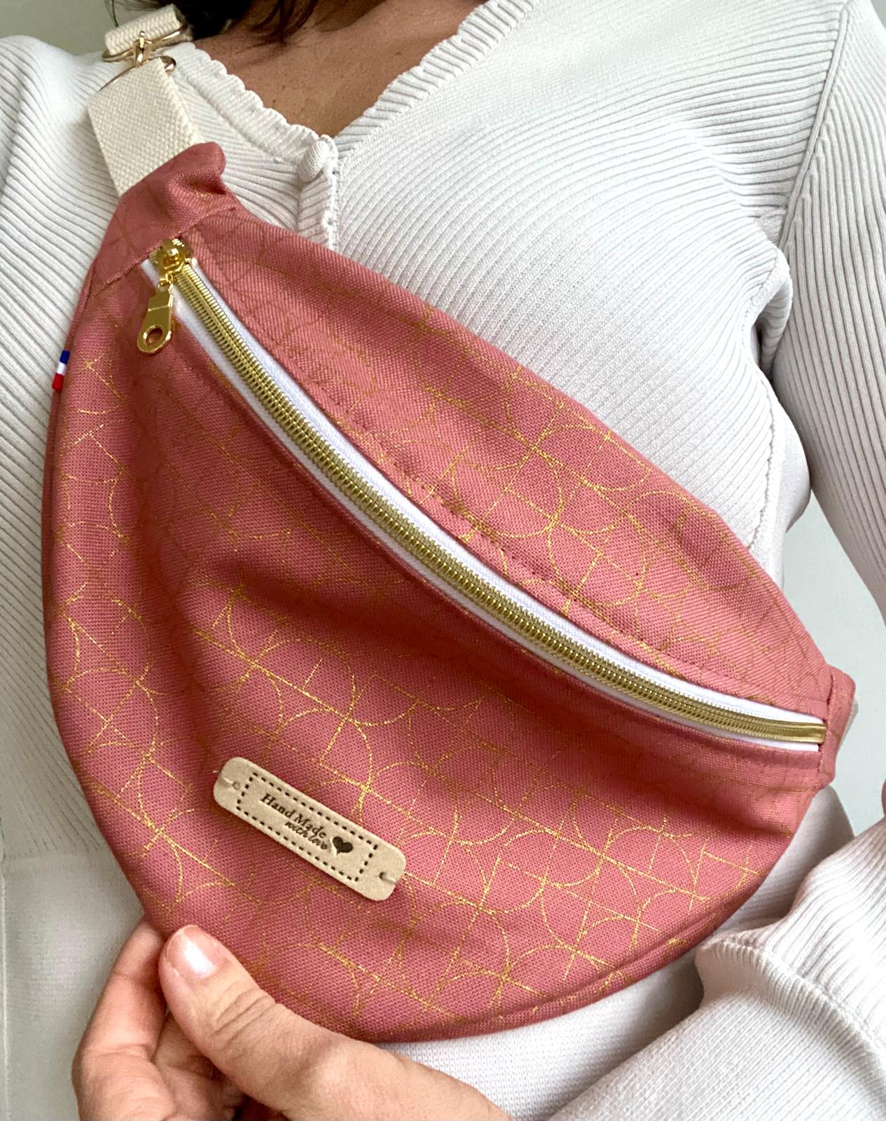 Sac banane Art déco vieux rose