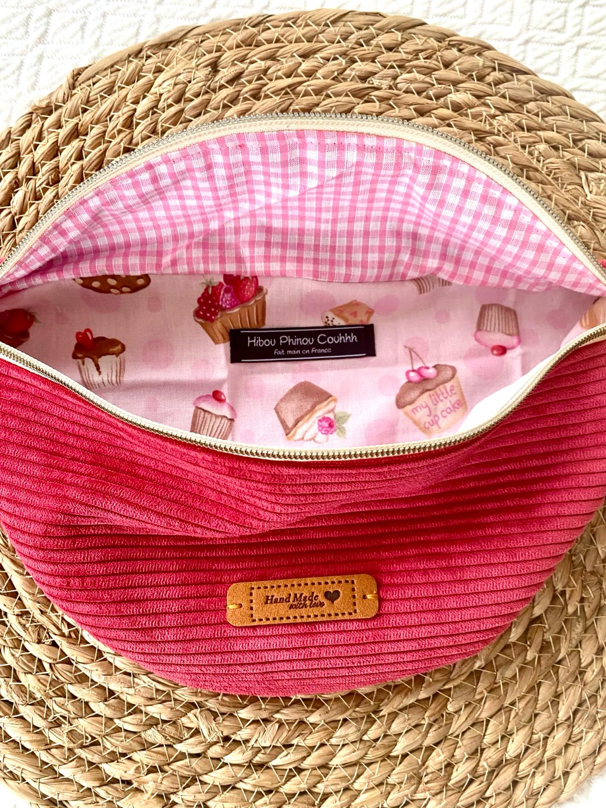 Sac banane velours framboise