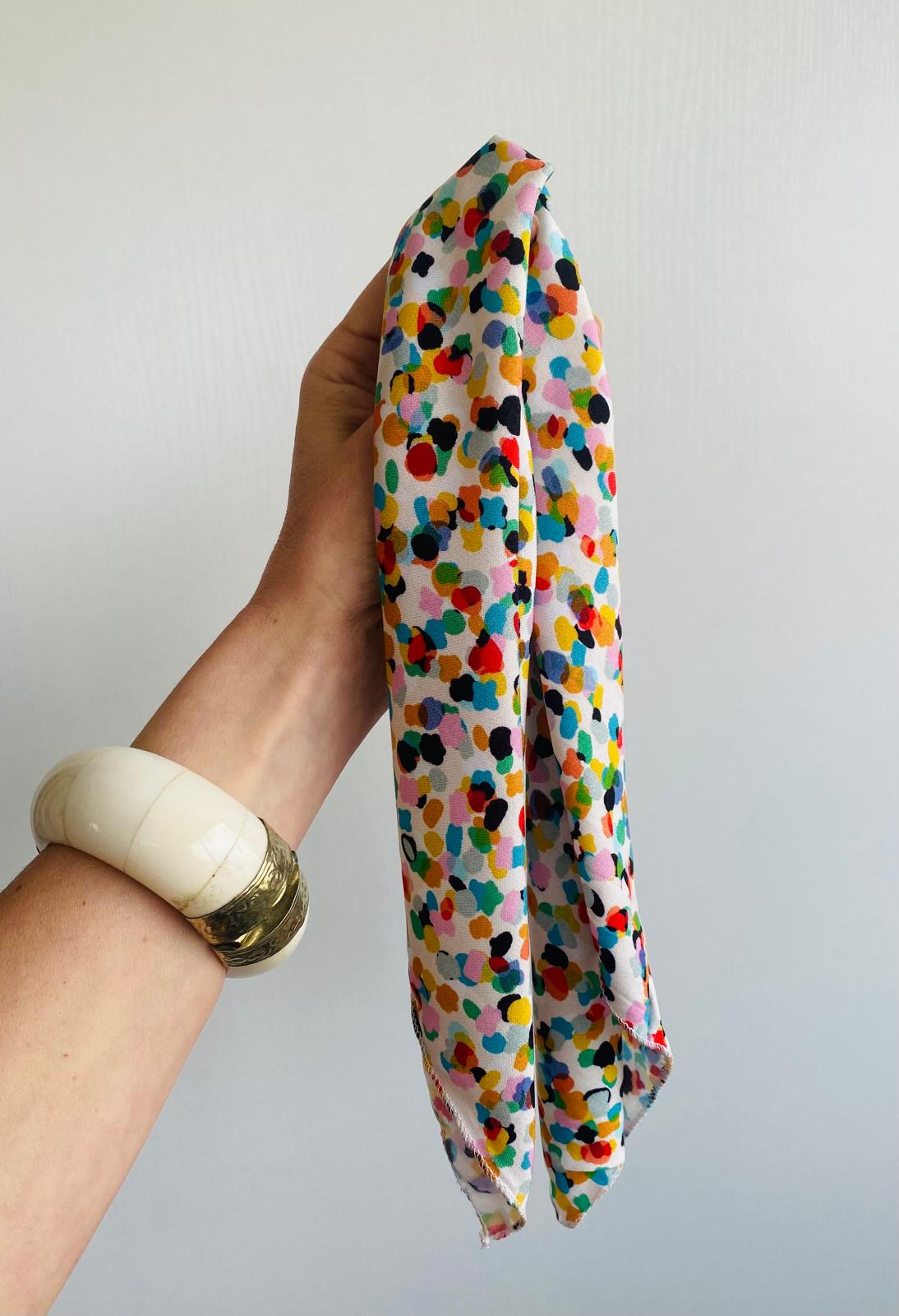 Foulard carré fait main 50x50 – coton/viscose léger – style bohème chic – accessoire cheveux & sac