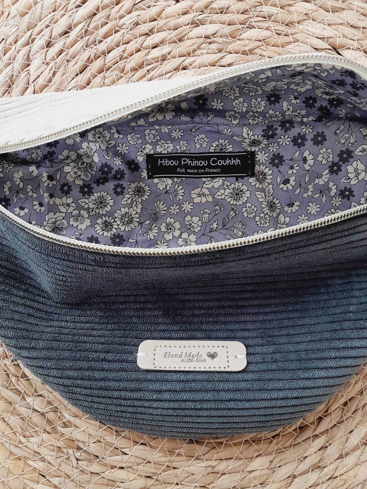 Sac banane velours bicolore