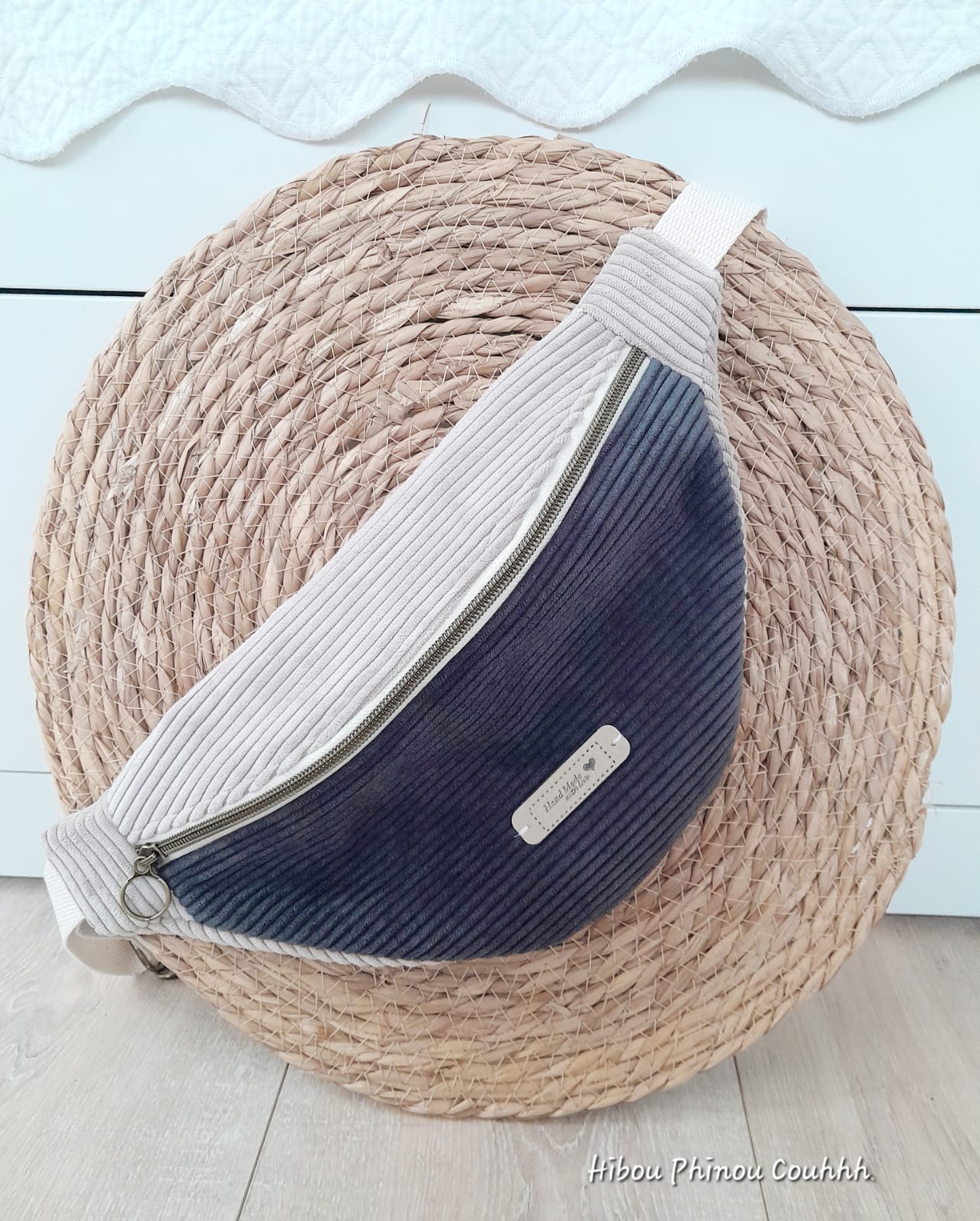 Sac banane velours bicolore