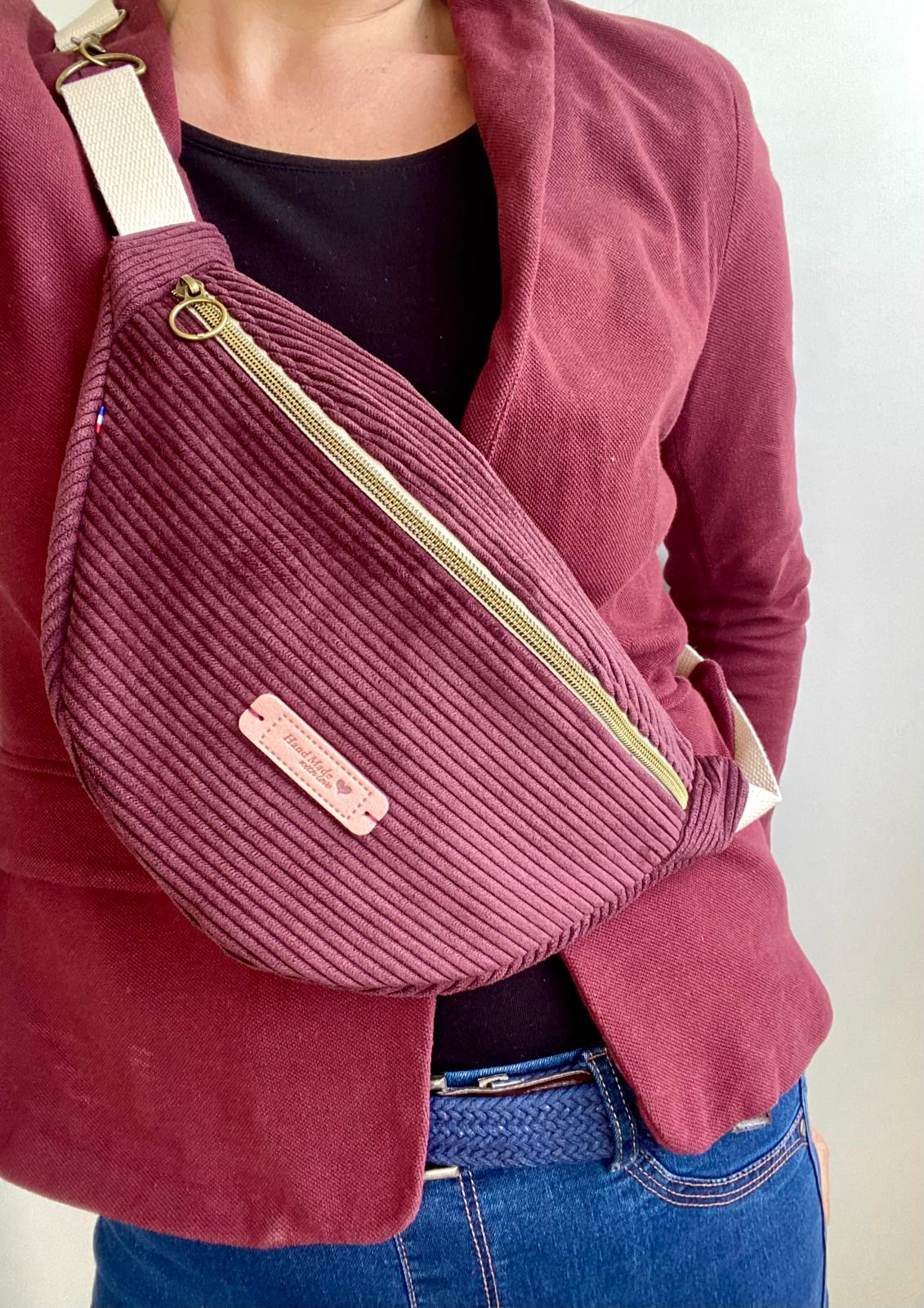 Sac banane velours Prune