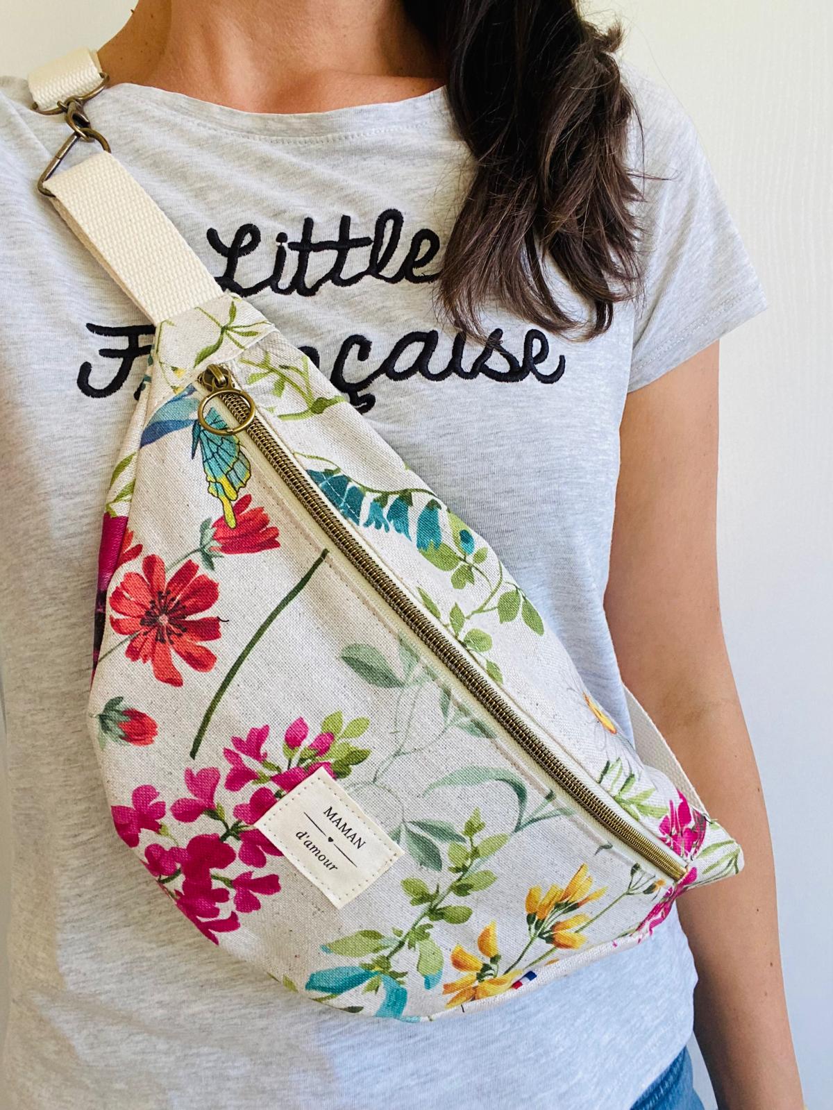 Sac banane fleuri "maman d'amour"