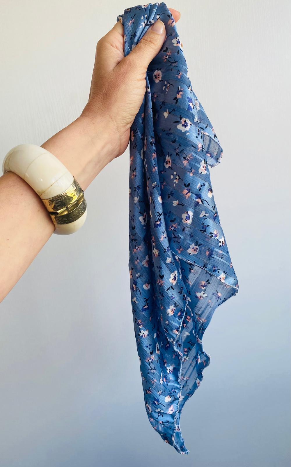 Foulard carré fait main 50x50 – coton/viscose léger – style bohème chic – accessoire cheveux & sac