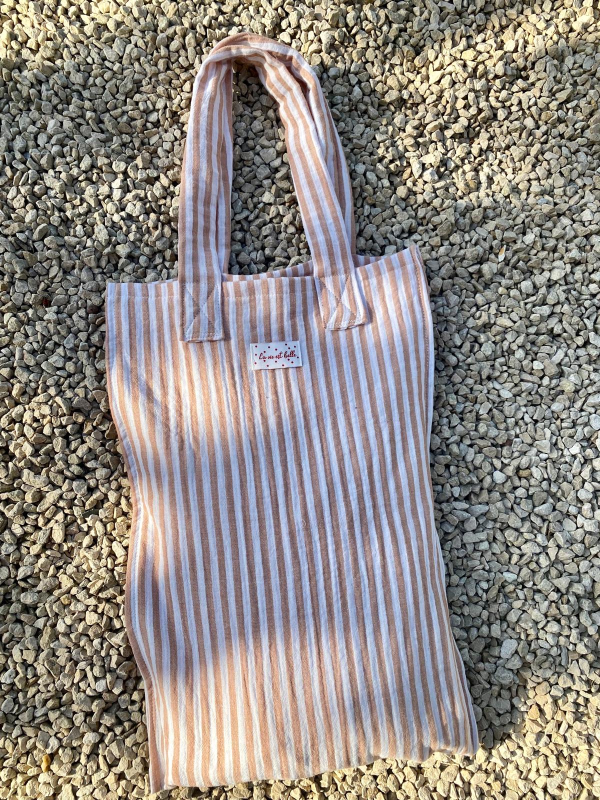 Tote bag double gaze rayée