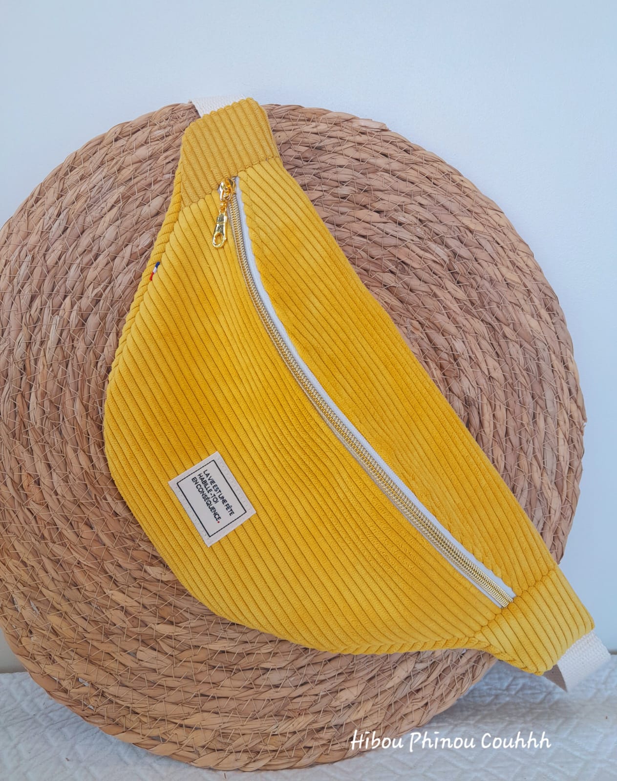 Sac banane velours jaune