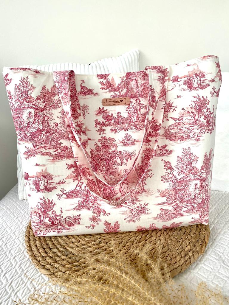 Sac cabas toile de jouy