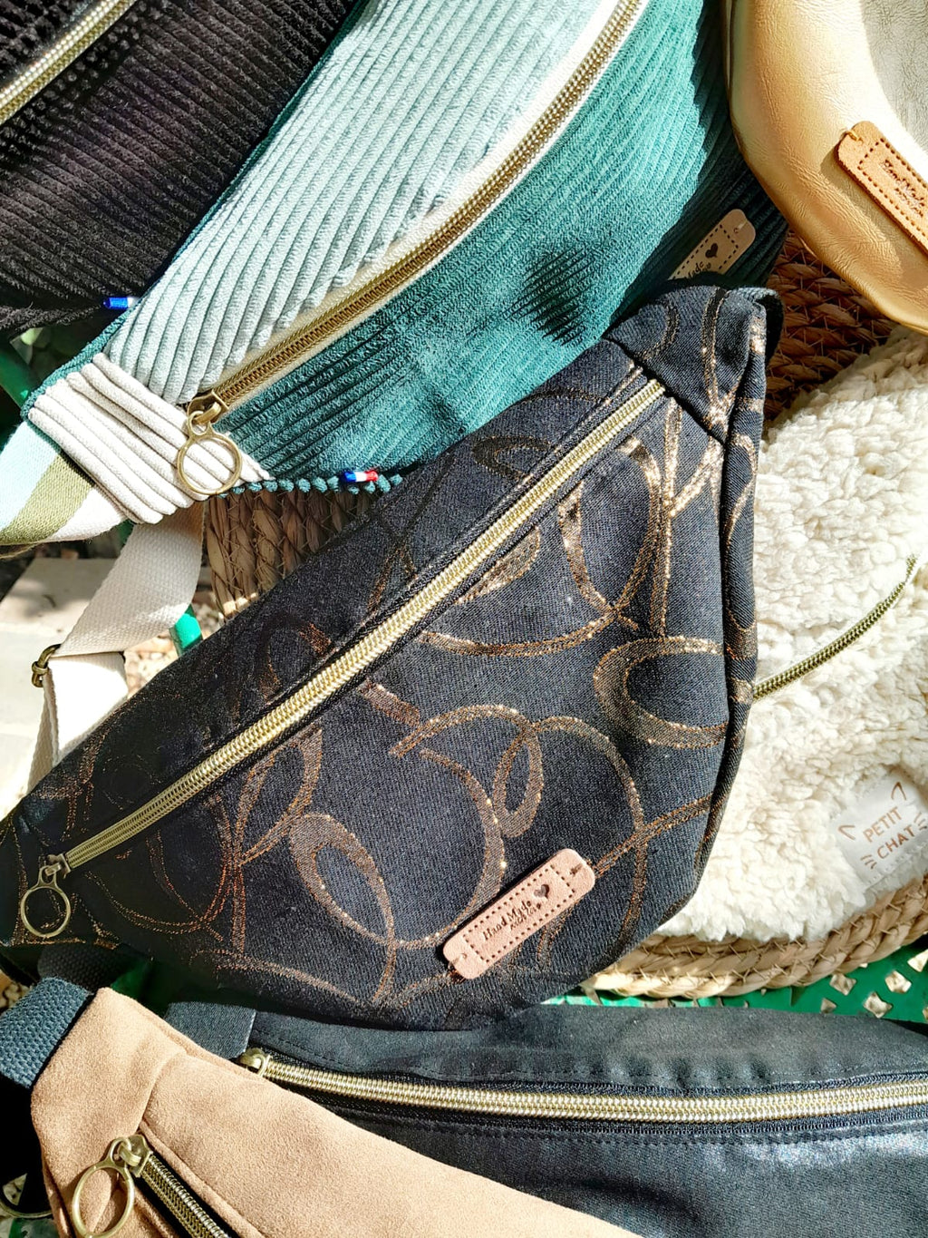 Sac banane jacquard cuivré