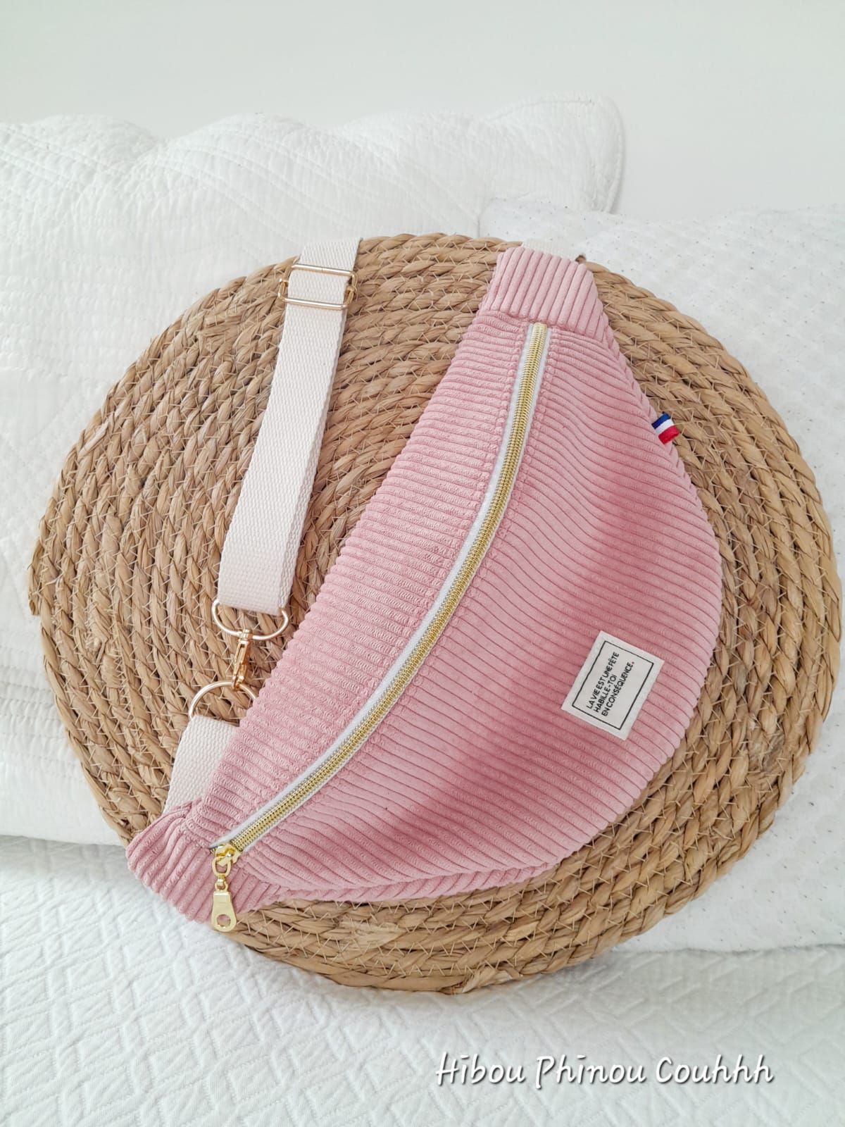 Sac banane velours rose