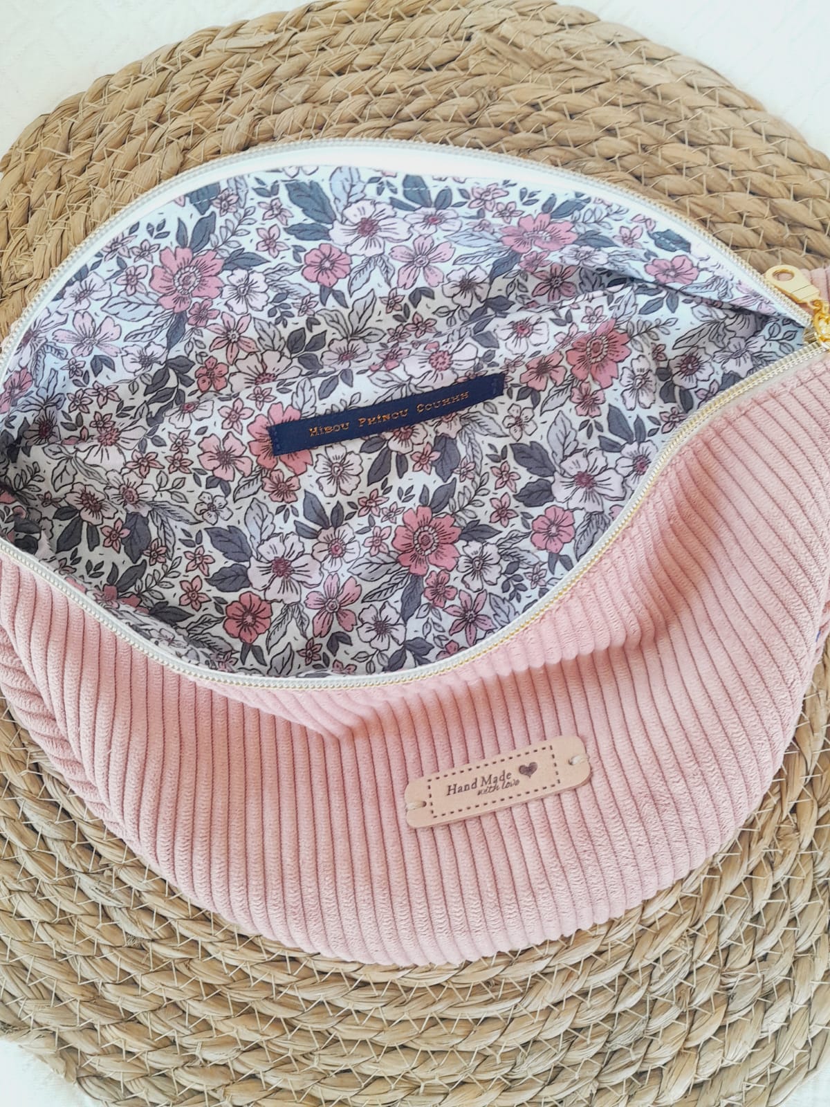 Sac banane velours rose